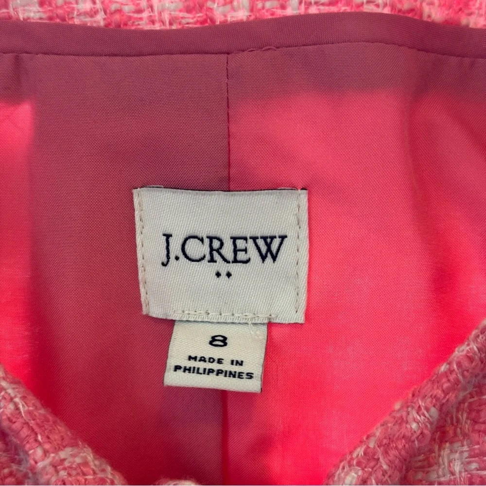 J. Crew Tweed Patch Pocket Lady Jacket, Size 8, Bubblegum Pink and White - Picture 6 of 10